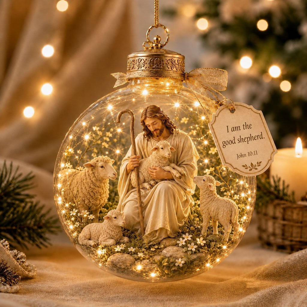 🔥 Last Day 62% OFF – 2D Light-Up Christian Christmas Ornaments 🎄 Jesus & Scripture Keepsake Décor 🎁